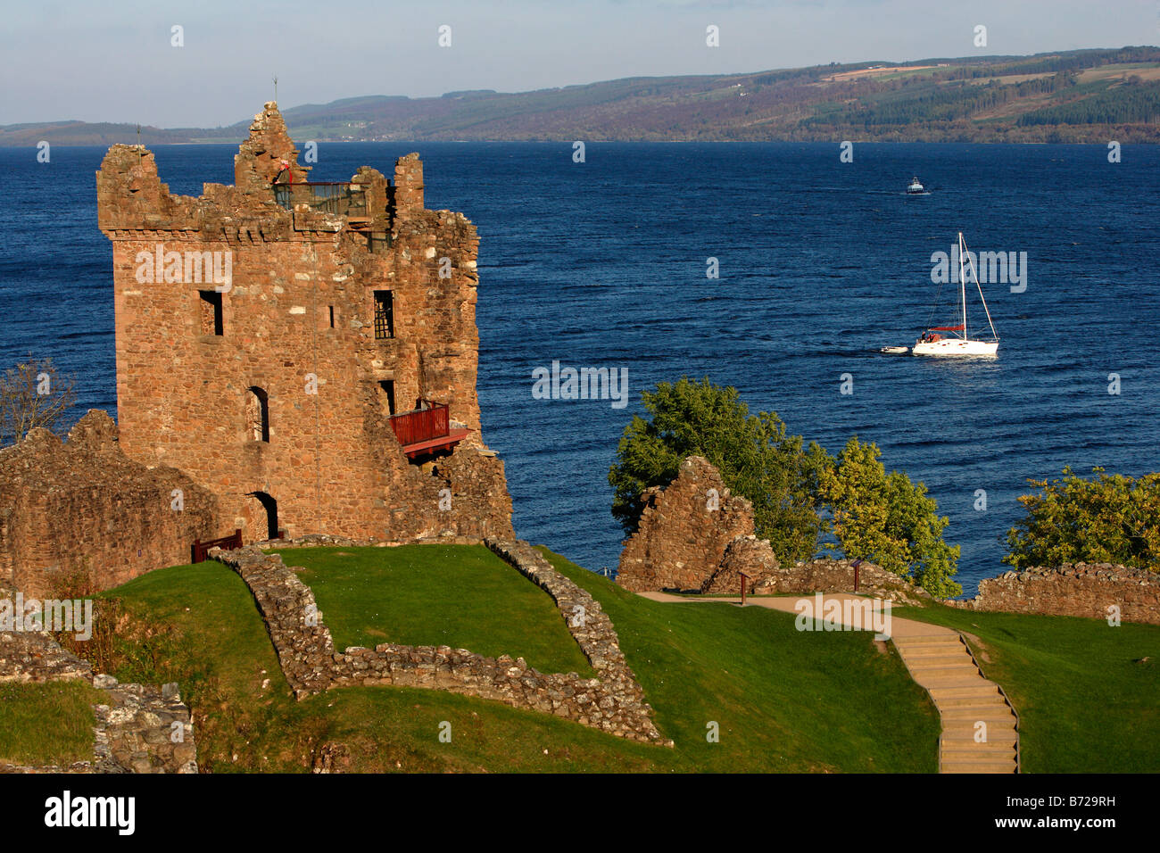 Loch Ness Lake Urquhart Castle 13th 16th centuries Urquhart Bay
