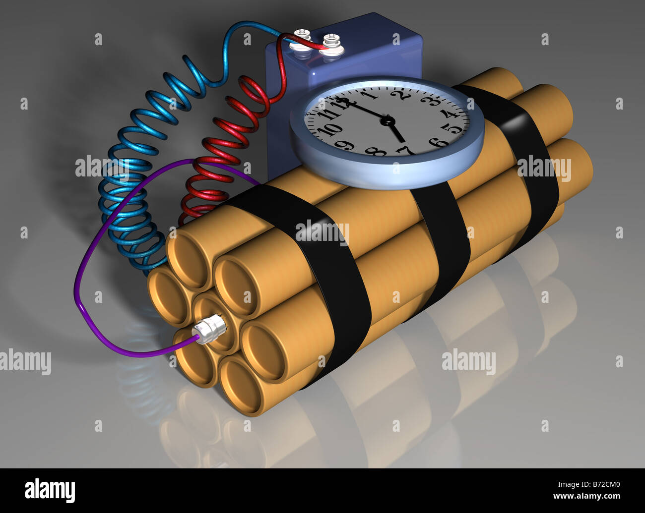 Illustration of a time bomb primed and ready for action Stock Photo