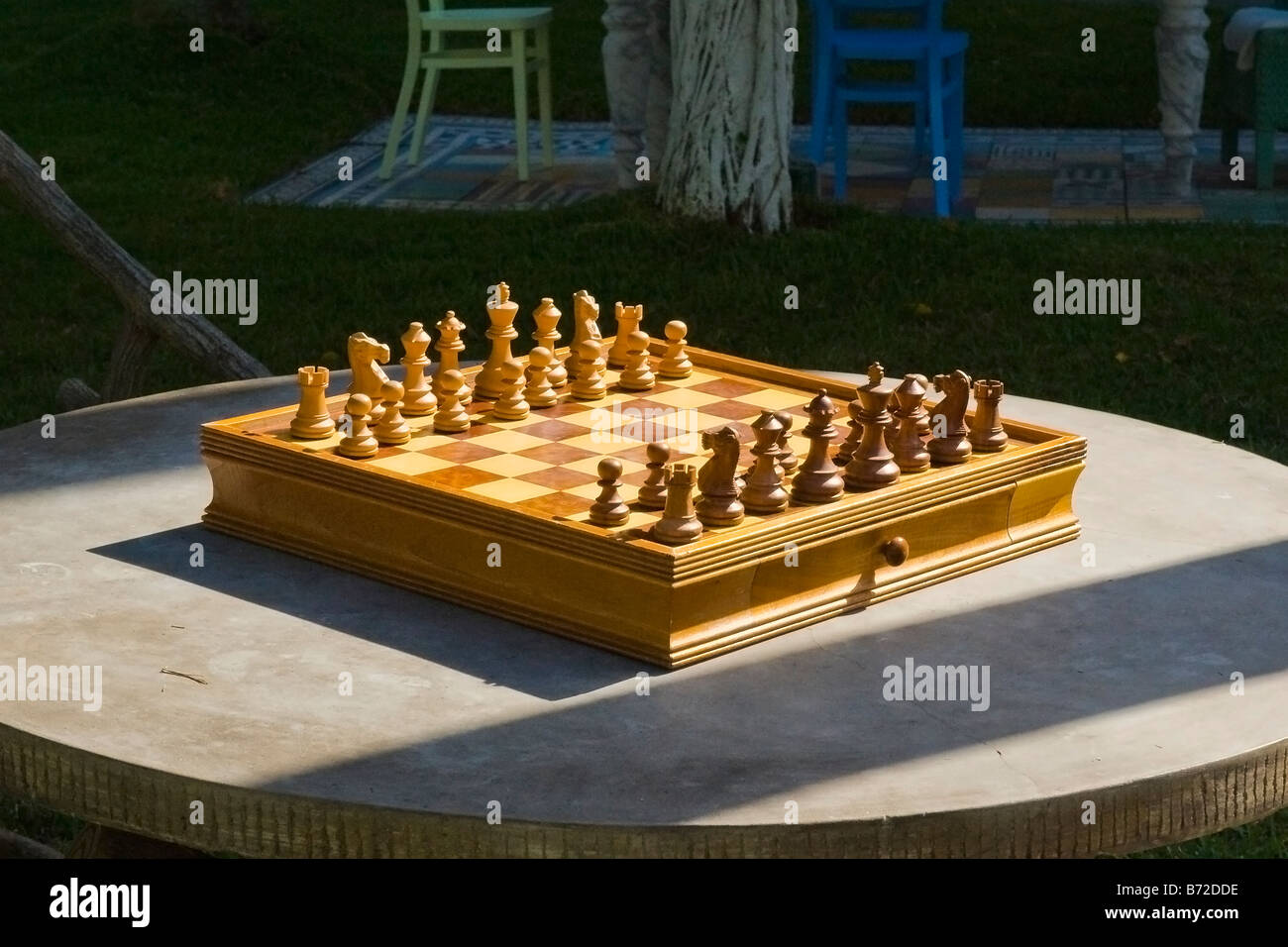 Miami South Beach , Delano Hotel , hand made chess set in garden