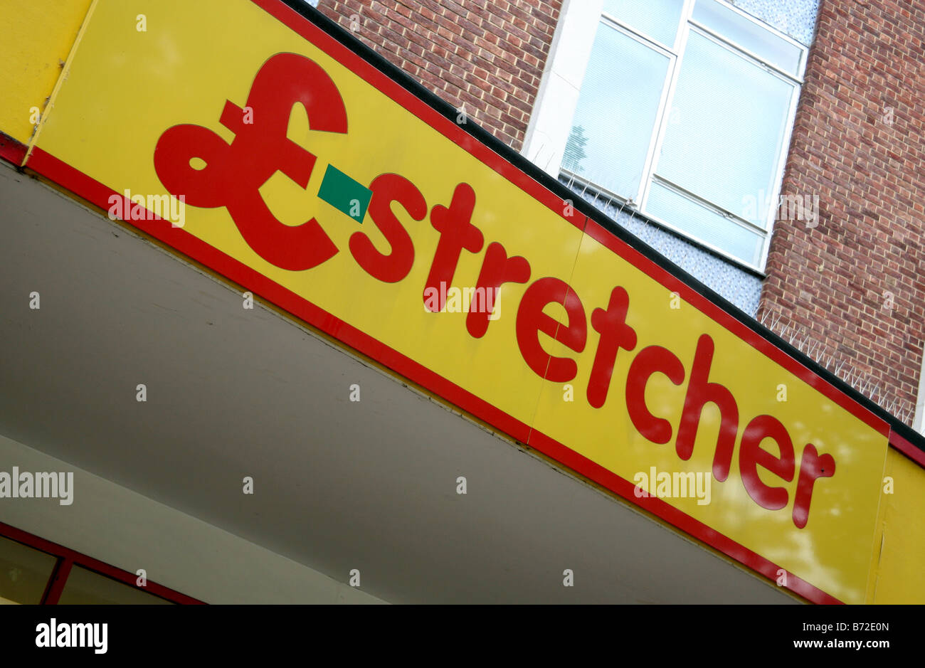 Sign on branch of Poundstretcher supermarket in East London Stock Photo