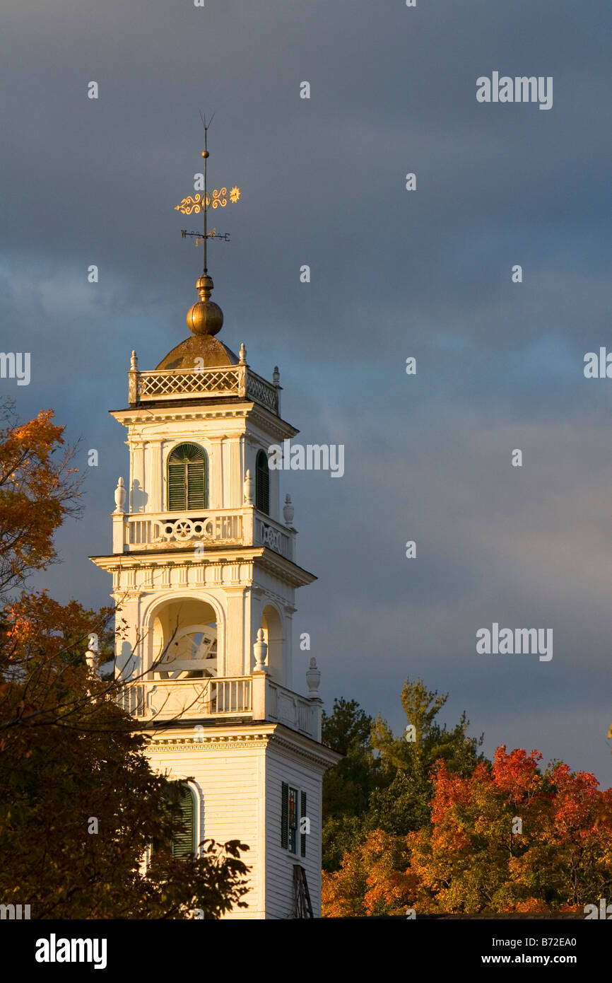 Church steeple and weathervane in the town of Wentworth New Hampshire