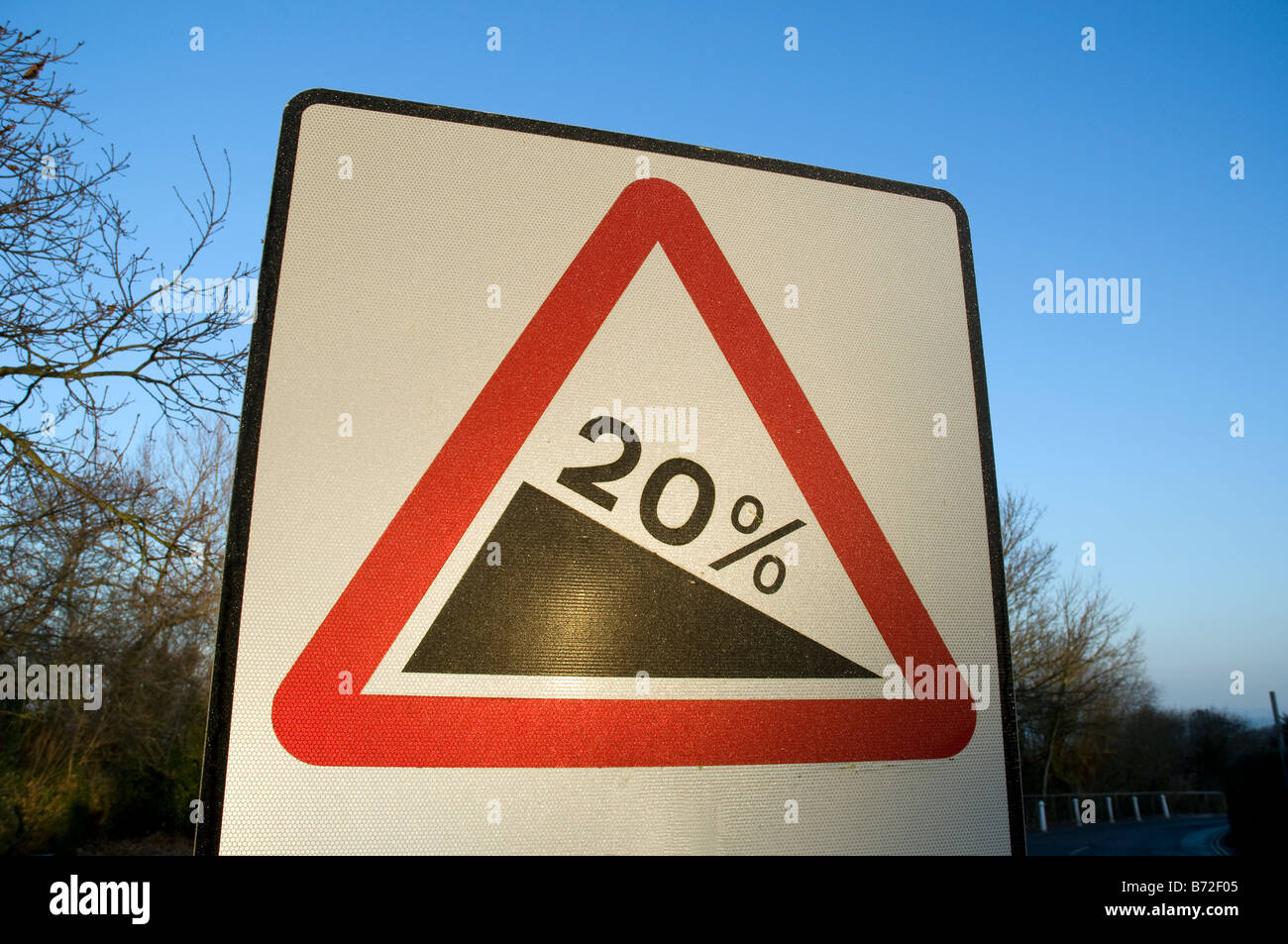 Twenty Percent, Road Sign, Gurnard, Isle of Wight, England, UK, GB. Stock Photo