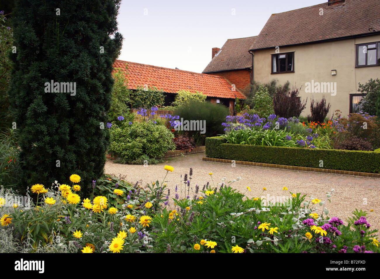 AN ENGLISH COTTAGE GARDEN AT RHS HYDE HALL. ESSEX UK. Stock Photo