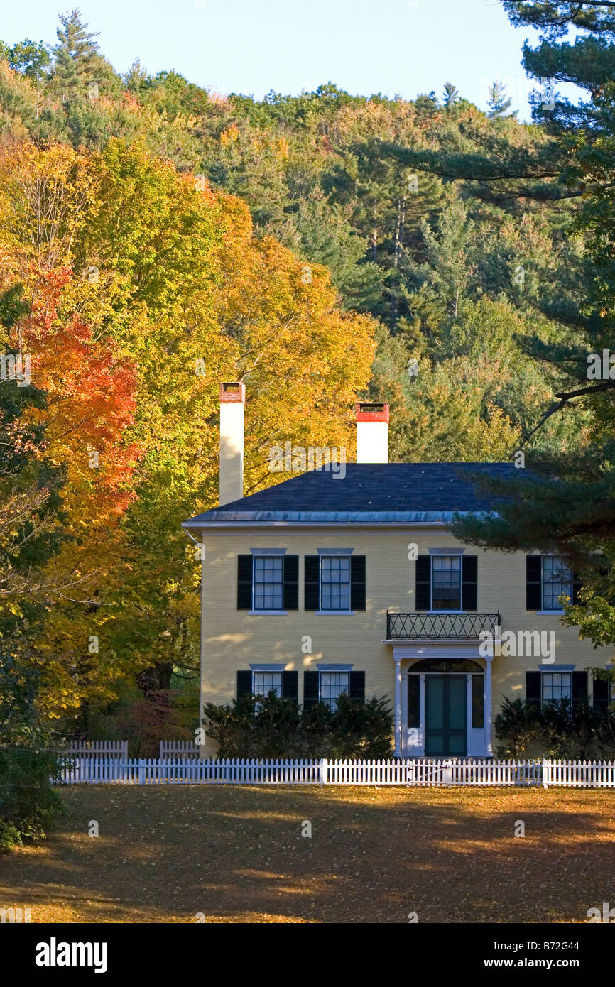 Residential home and fall foliage in the town of Orford New Hampshire