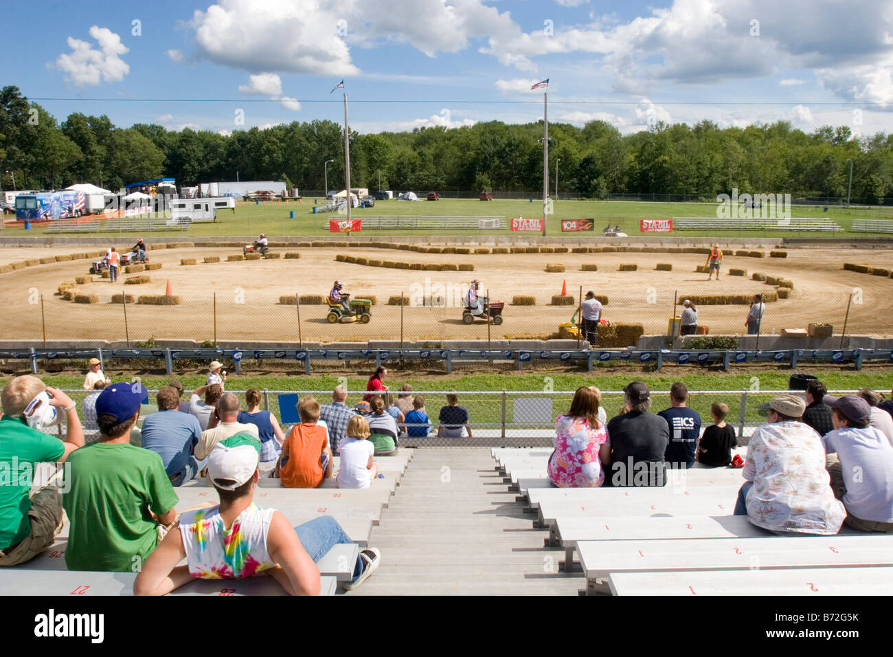Lawn Mower racing at a county fair Stock Photo - Alamy