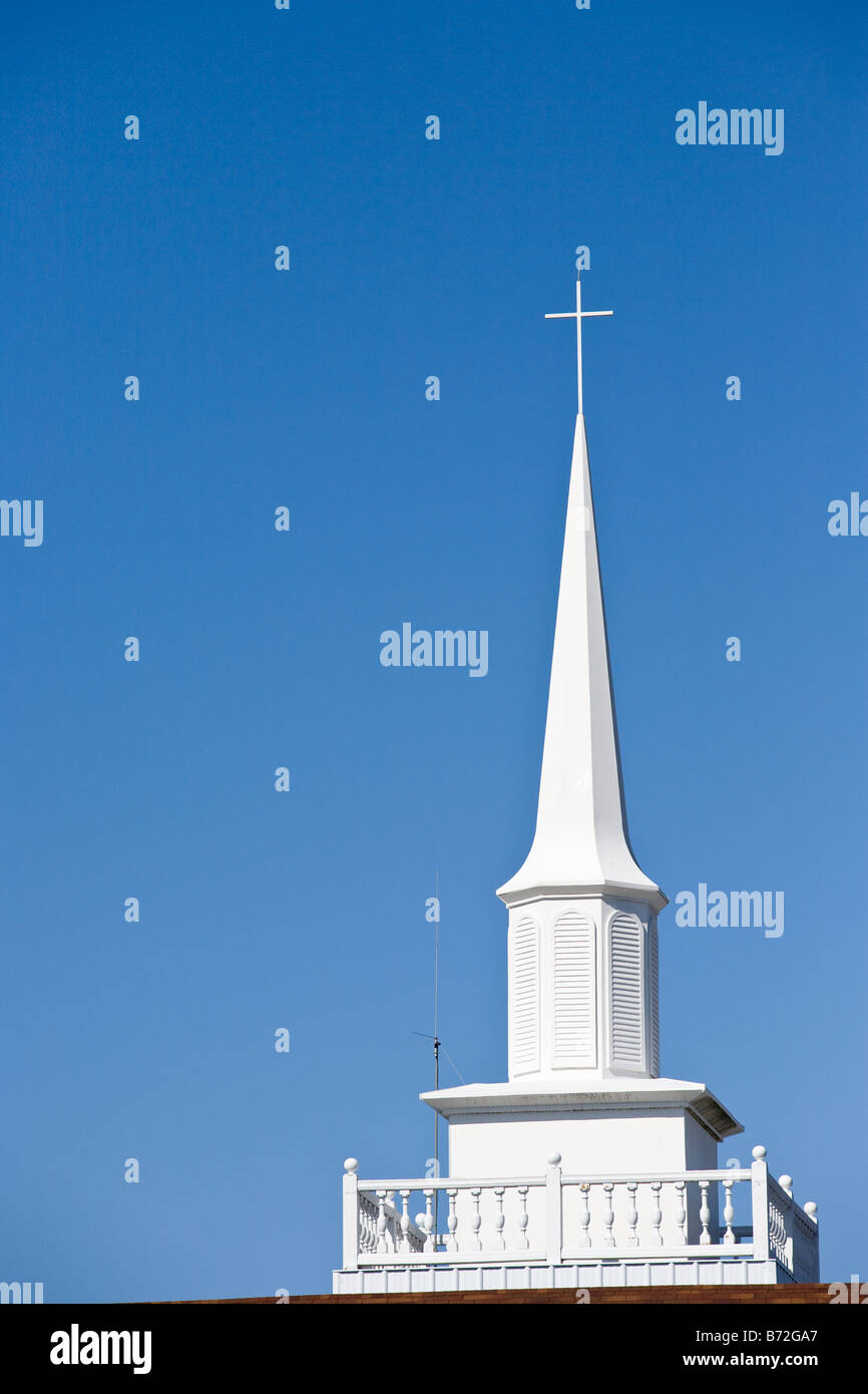 The steeple of a church Stock Photo