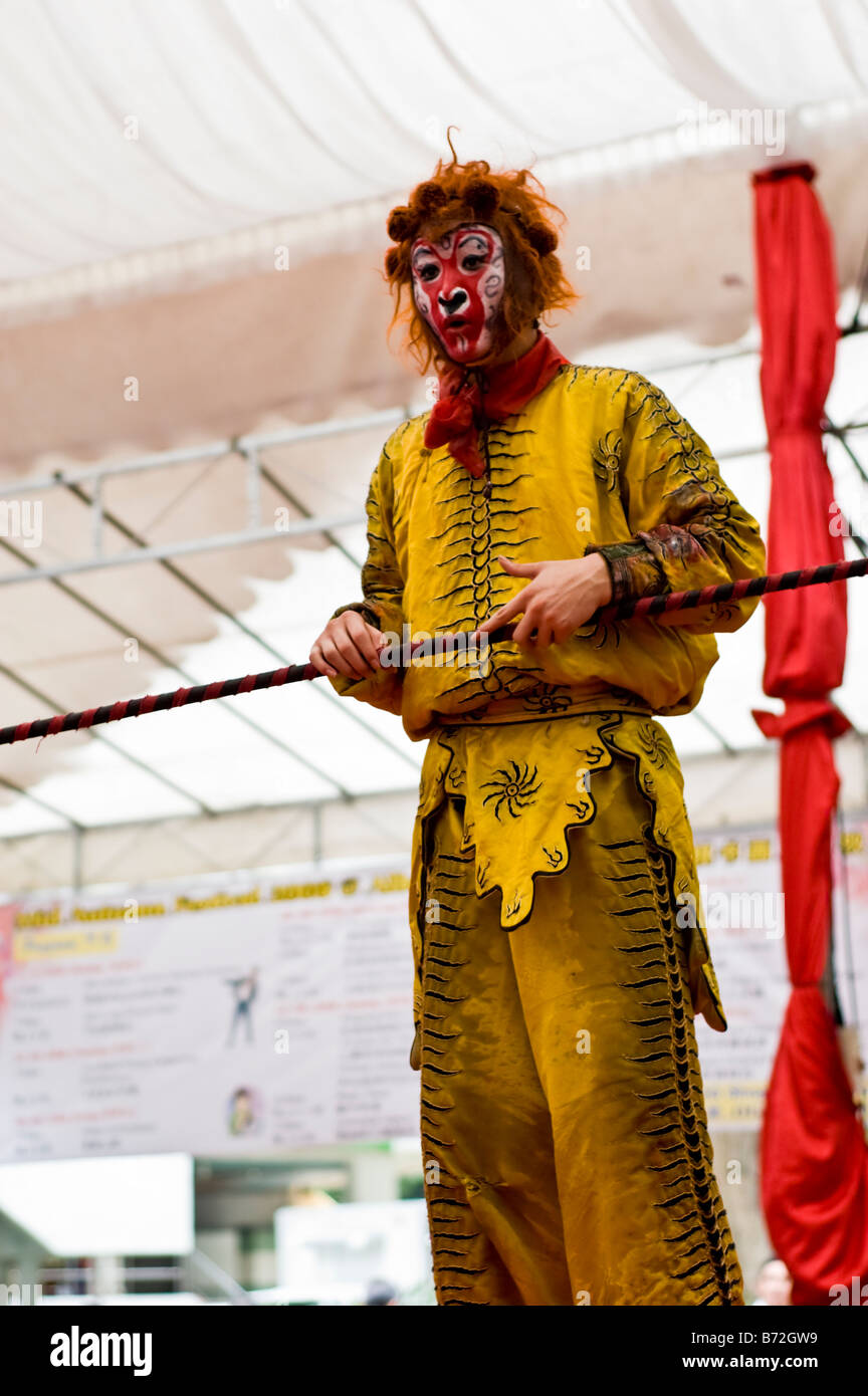 Performer playing Monkey in Journey to the West, Chinese Opera performance in Singapore Stock Photo