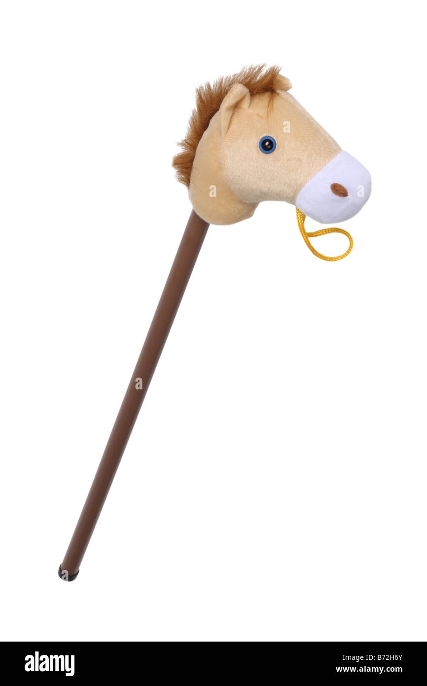 Stick horse toy cut out on white background Stock Photo