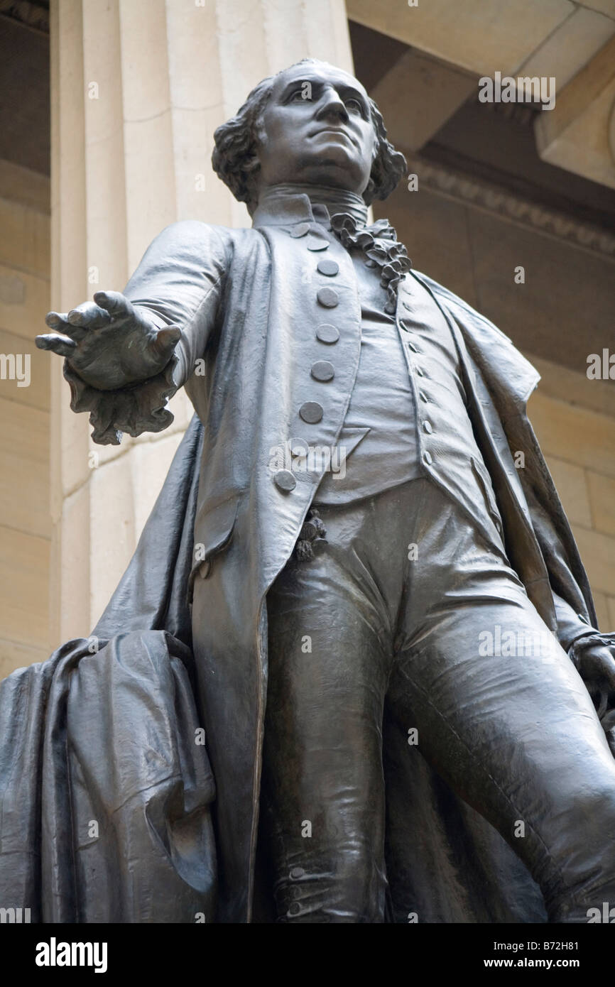 A view of the George Washington Stature in front of the Federal Hall ...