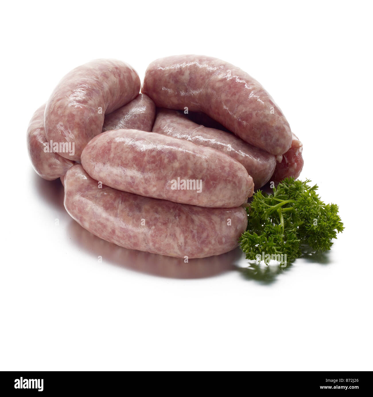 raw pork sausages Stock Photo