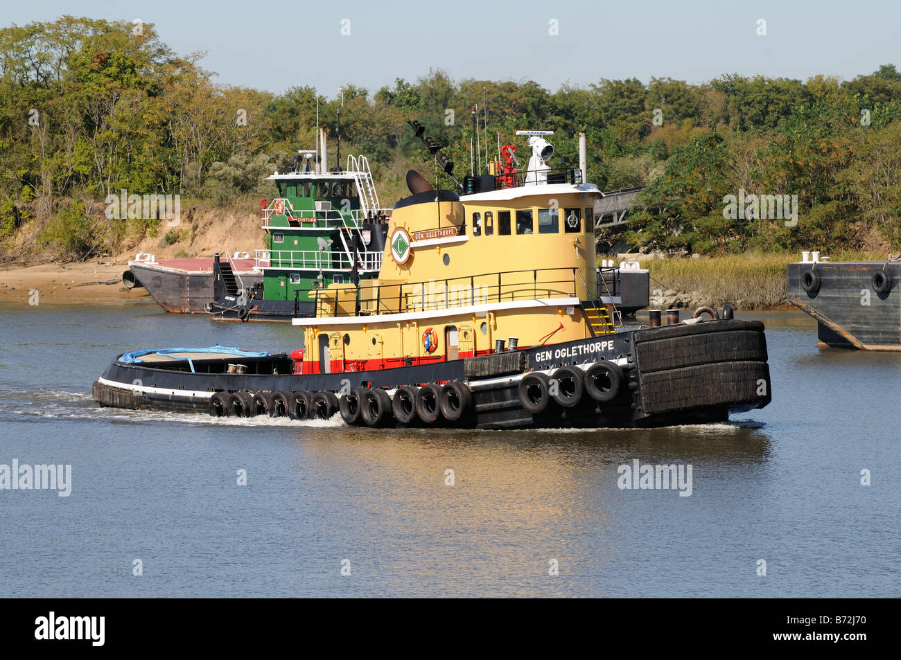 Working tugboat on the Savannah River Georgia USA Stock Photo