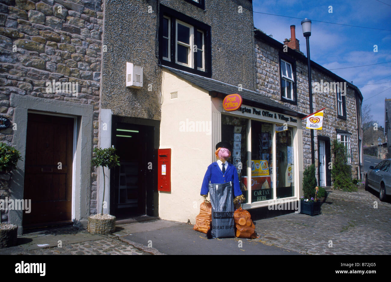 Post Office and village shop store Image of Postman Pat cartoon character WADDINGTON LANCASHIRE ENGLAND Stock Photo