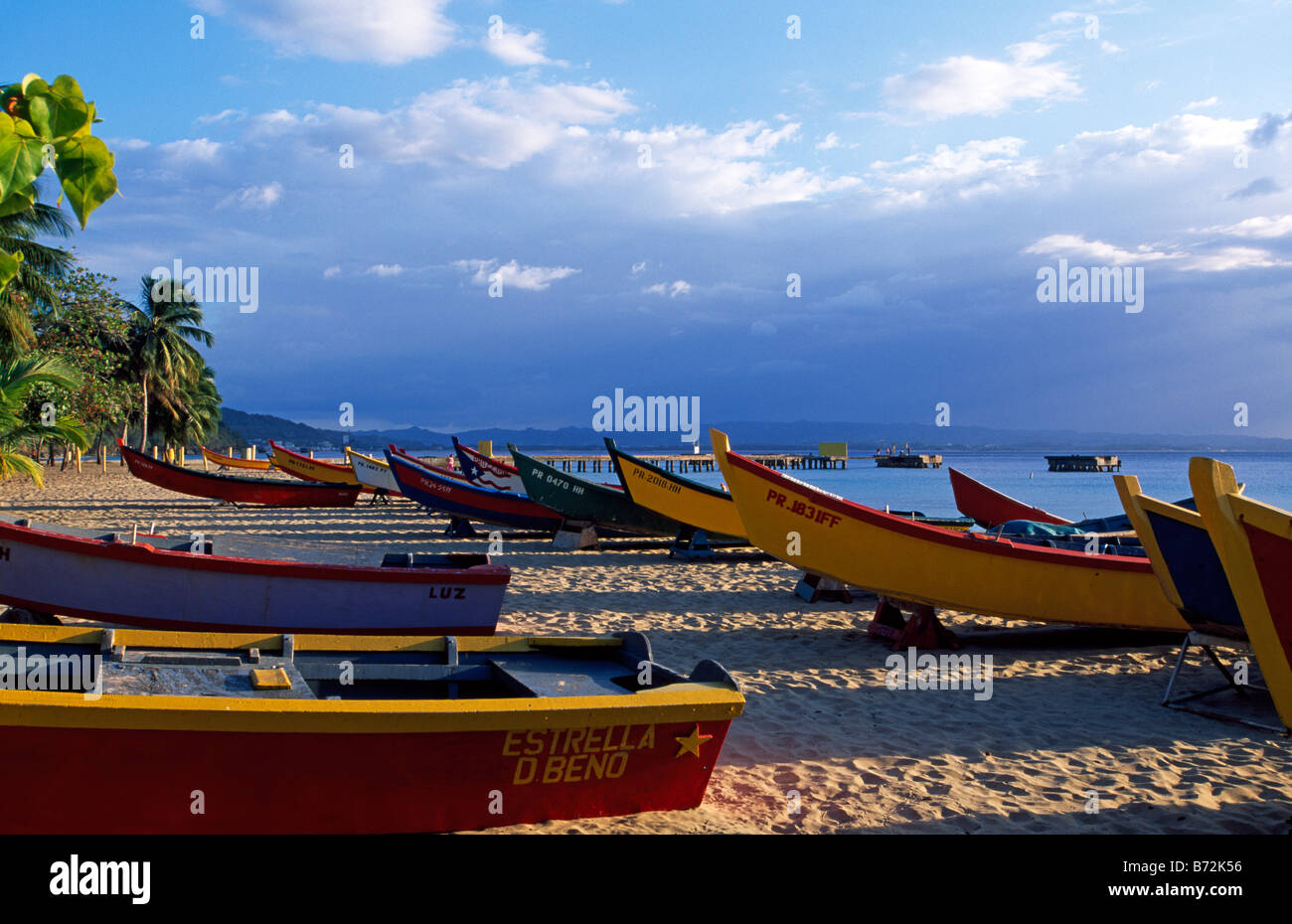 Fishing boats on Crash Boat Beach Aguadilla Puerto Rico Caribbean Stock