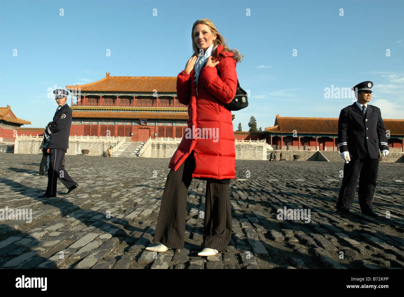Miss Ireland, Rosanna Davison visits the Forbidden City in Beijing, China. 20-Nov-2003 Stock Photo