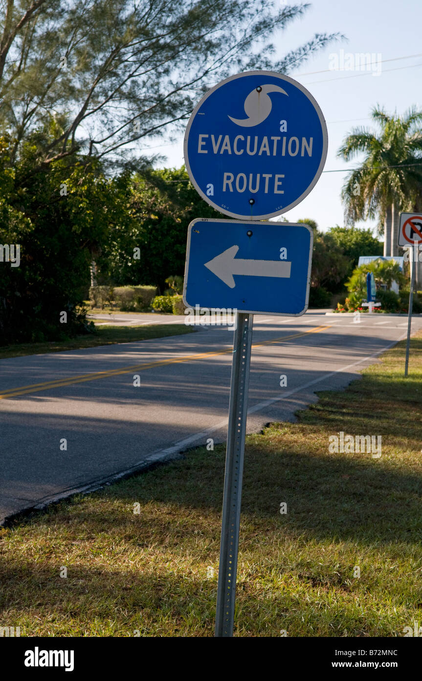 Hurricane evacuation sign, Stock Photo