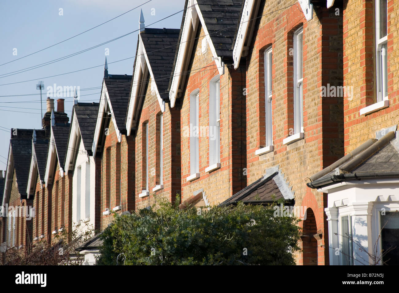 Row of detached houses on a UK street South London Stock Photo