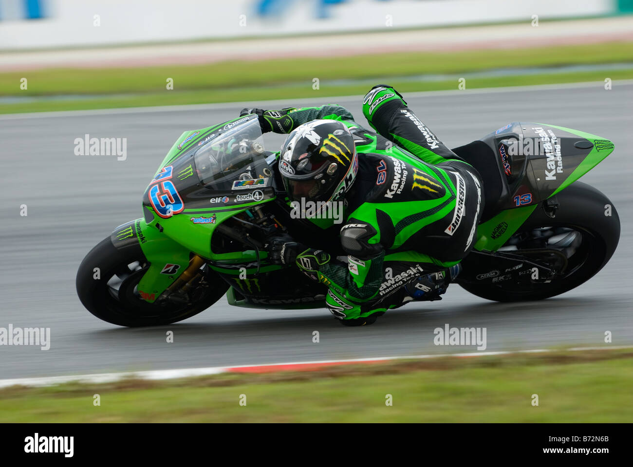 2008 Australian Anthony West of Kawasaki Racing Team at 2008 Polini Malaysian Motorcycle Grand Prix Sepang Circuit Malaysia Stock Photo