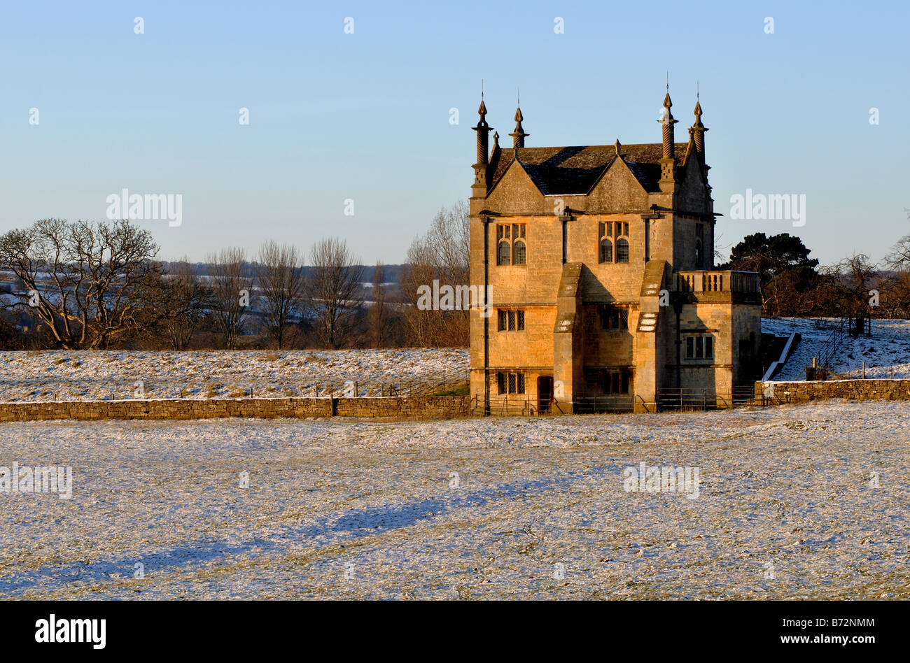 Remains of Campden House in winter Chipping Campden Gloucestershire