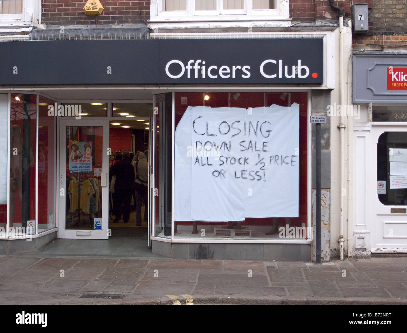 Officers Club shop closing down sale, Chichester, West Sussex, UK Stock Photo