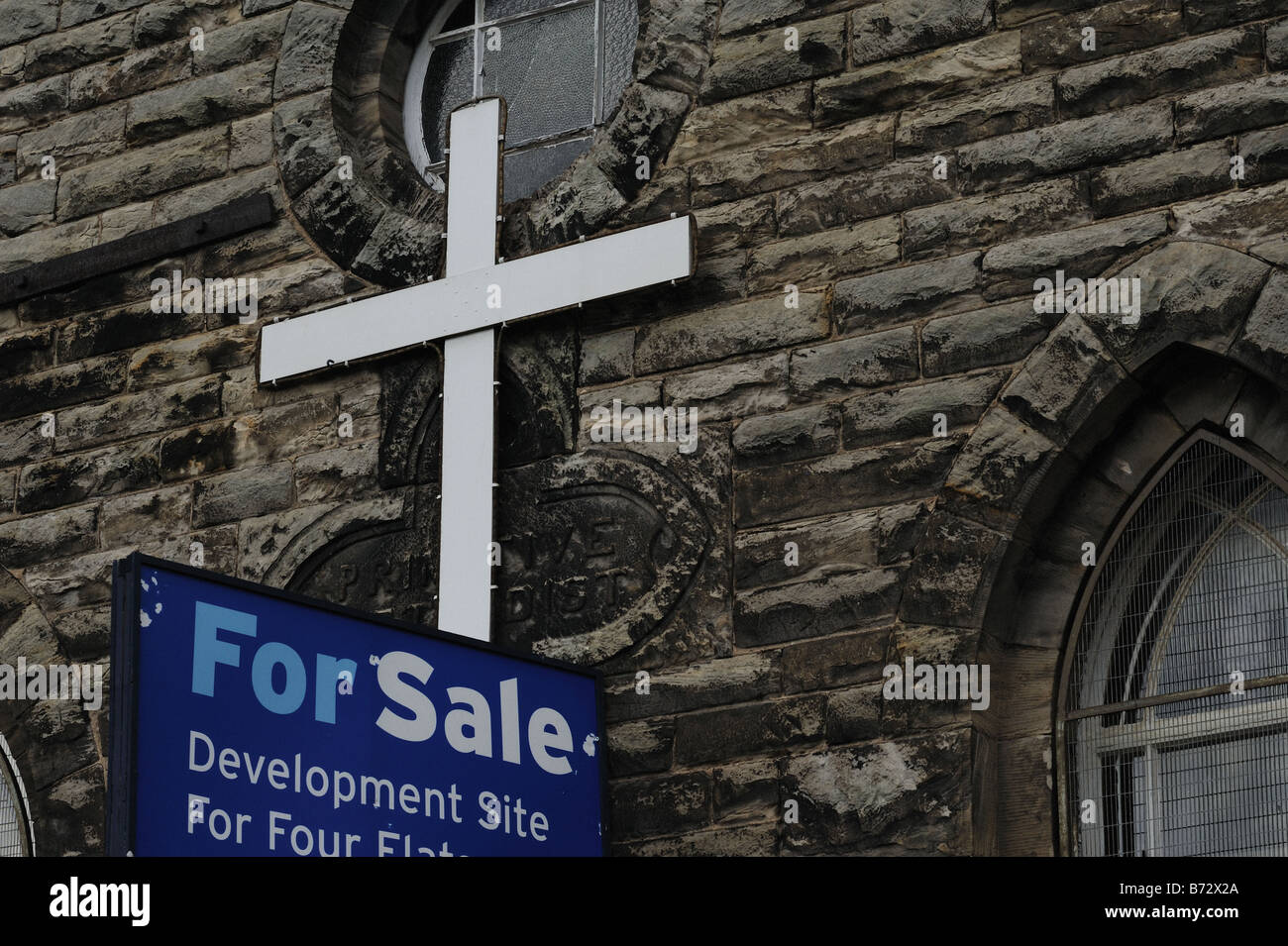 Church for sale with a cross in Tranent East Lothian Stock Photo