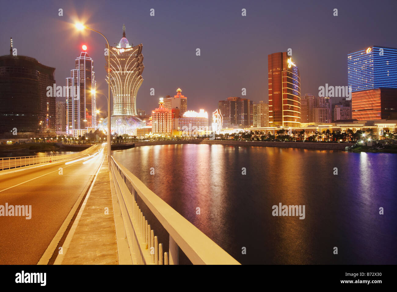 View Of Downtown Macau From Macau To Taipa Bridge Stock Photo