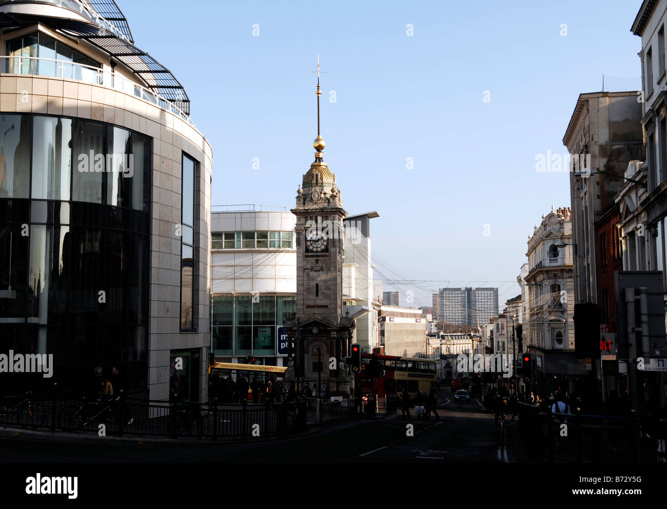 The Clock Tower in the heart of Brighton s shopping area Stock Photo