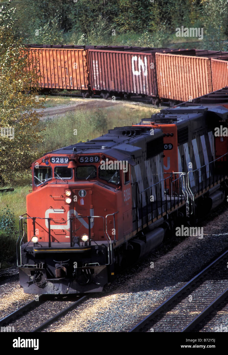 CN freight train outside Houston, British Columbia, Canada Stock Photo