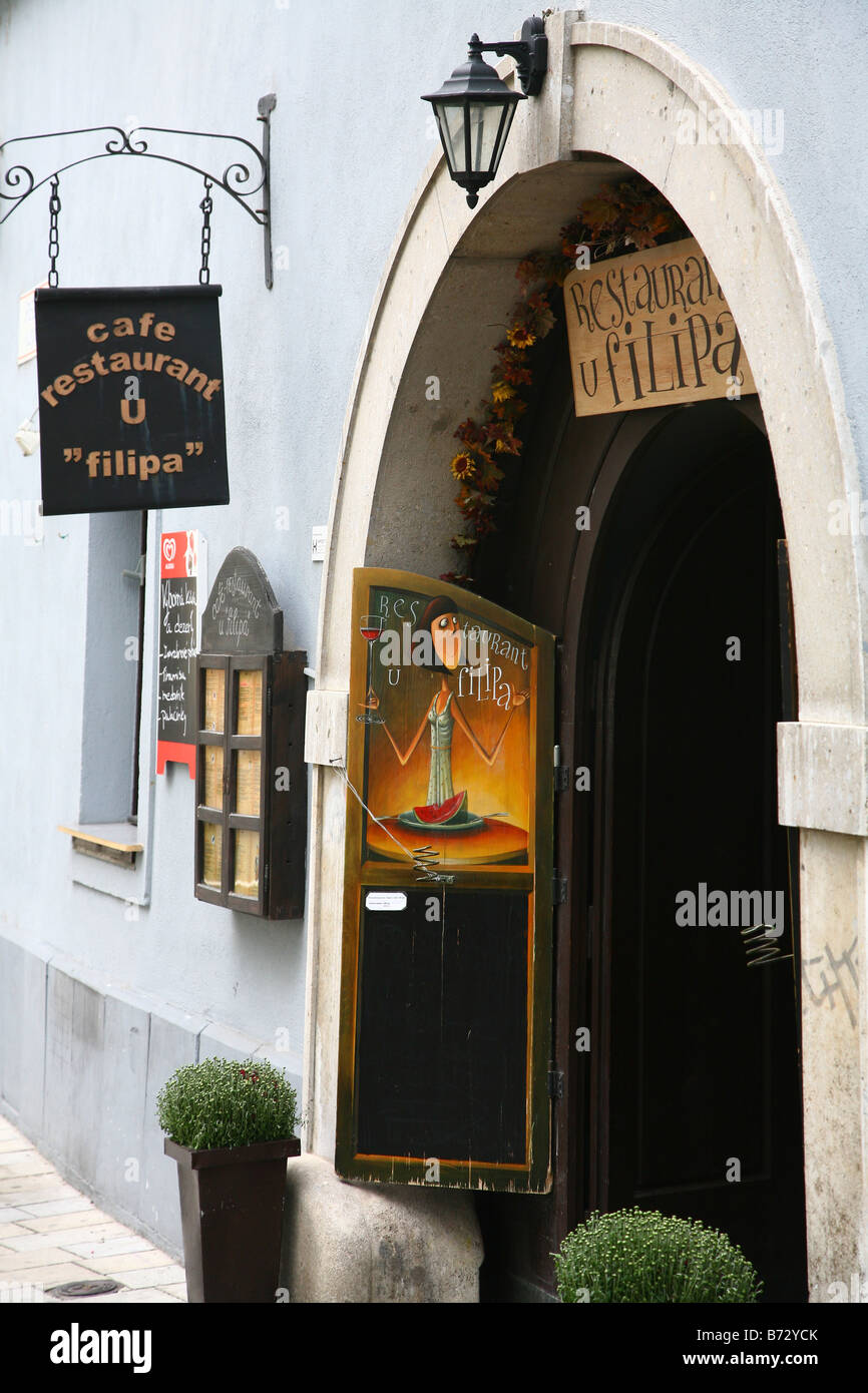 Street scene  in Bratislava,  Slovakia , restaurant Stock Photo