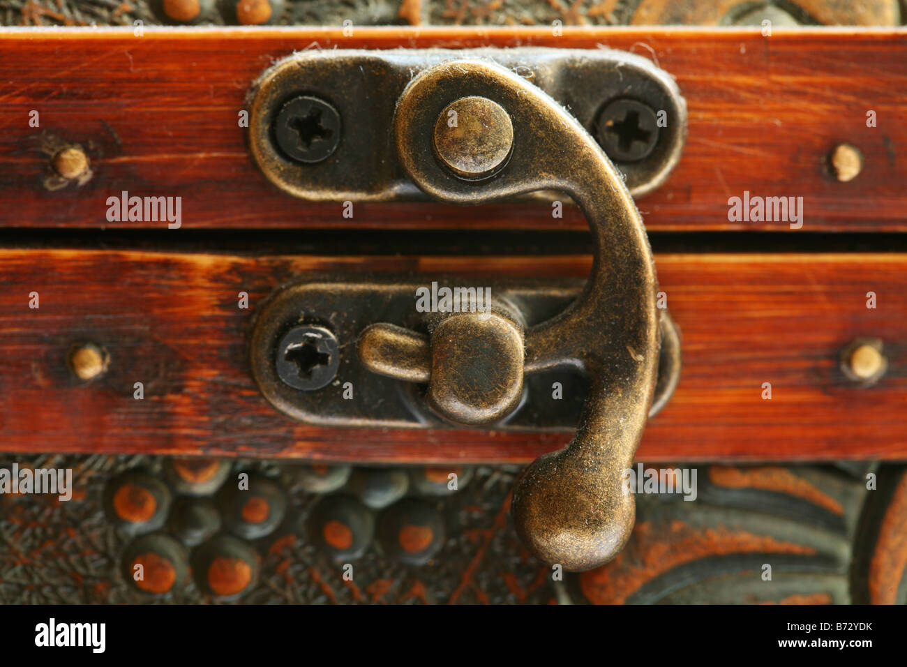 Old chest lock Stock Photo Alamy