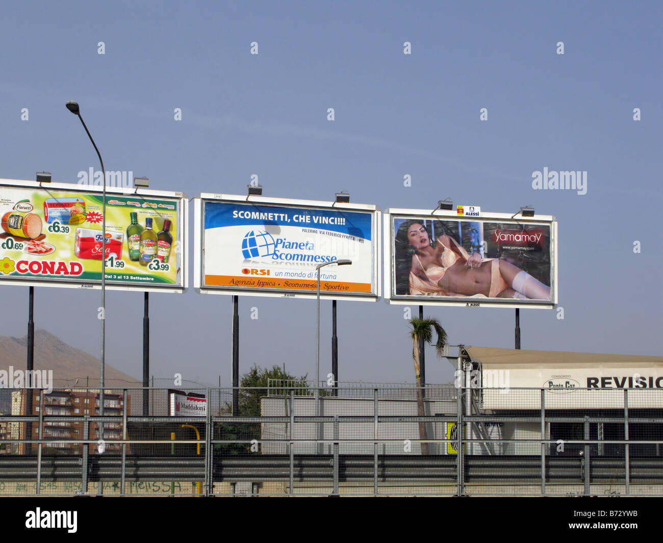 Advertising Hoardings, Palermo, Sicily Stock Photo
