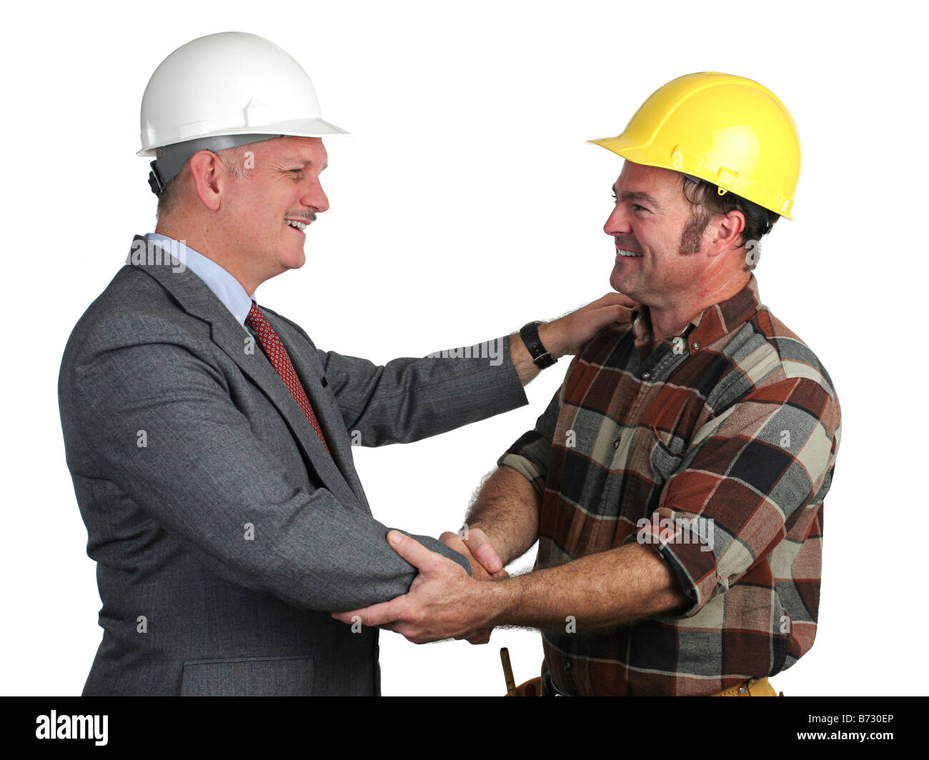 Happy construction workers working site Cut Out Stock Images & Pictures ...