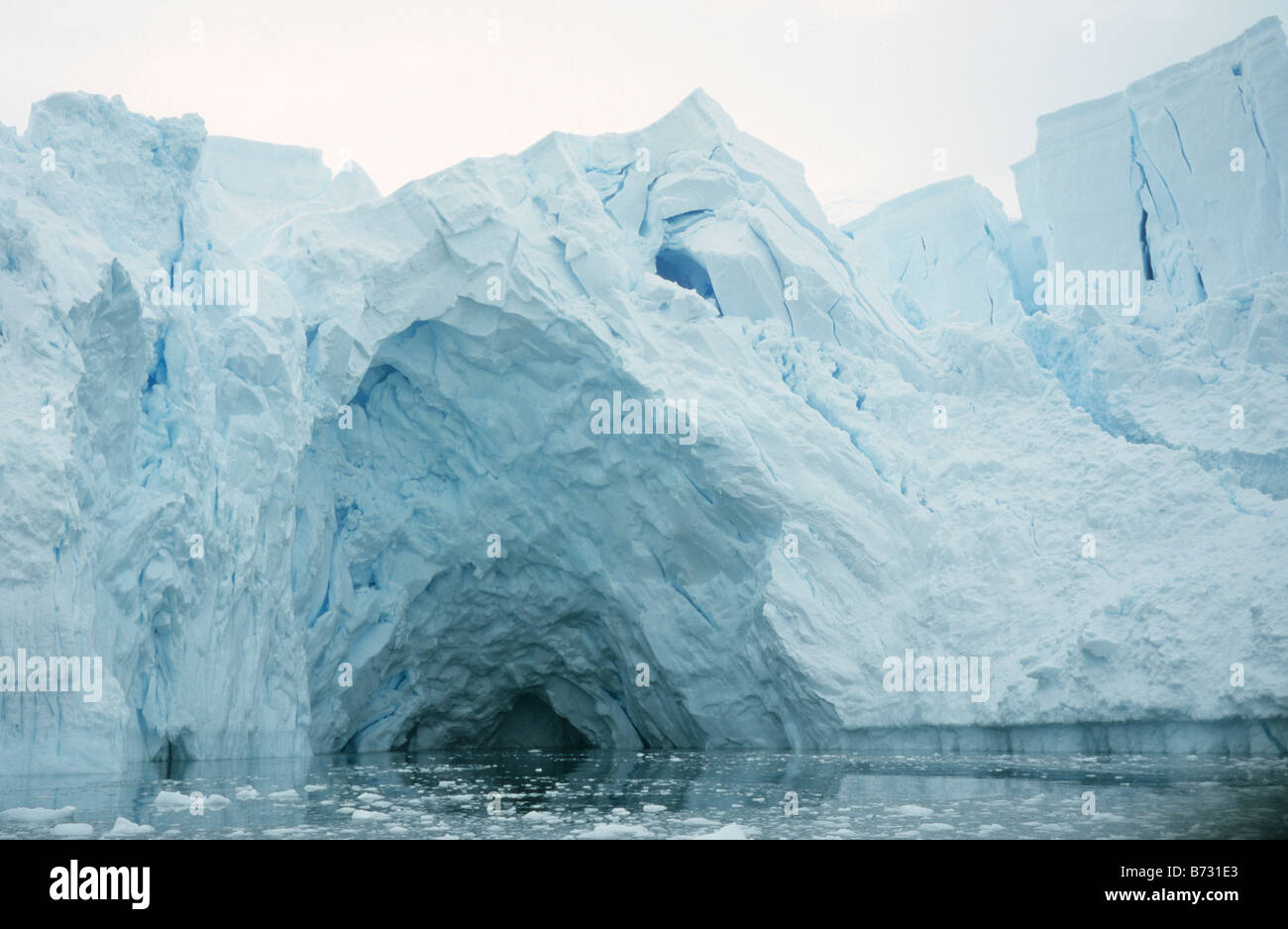 Glacier snout of the Petzval Glacier, Paradise Bay, Antarctic Peninsular Stock Photo