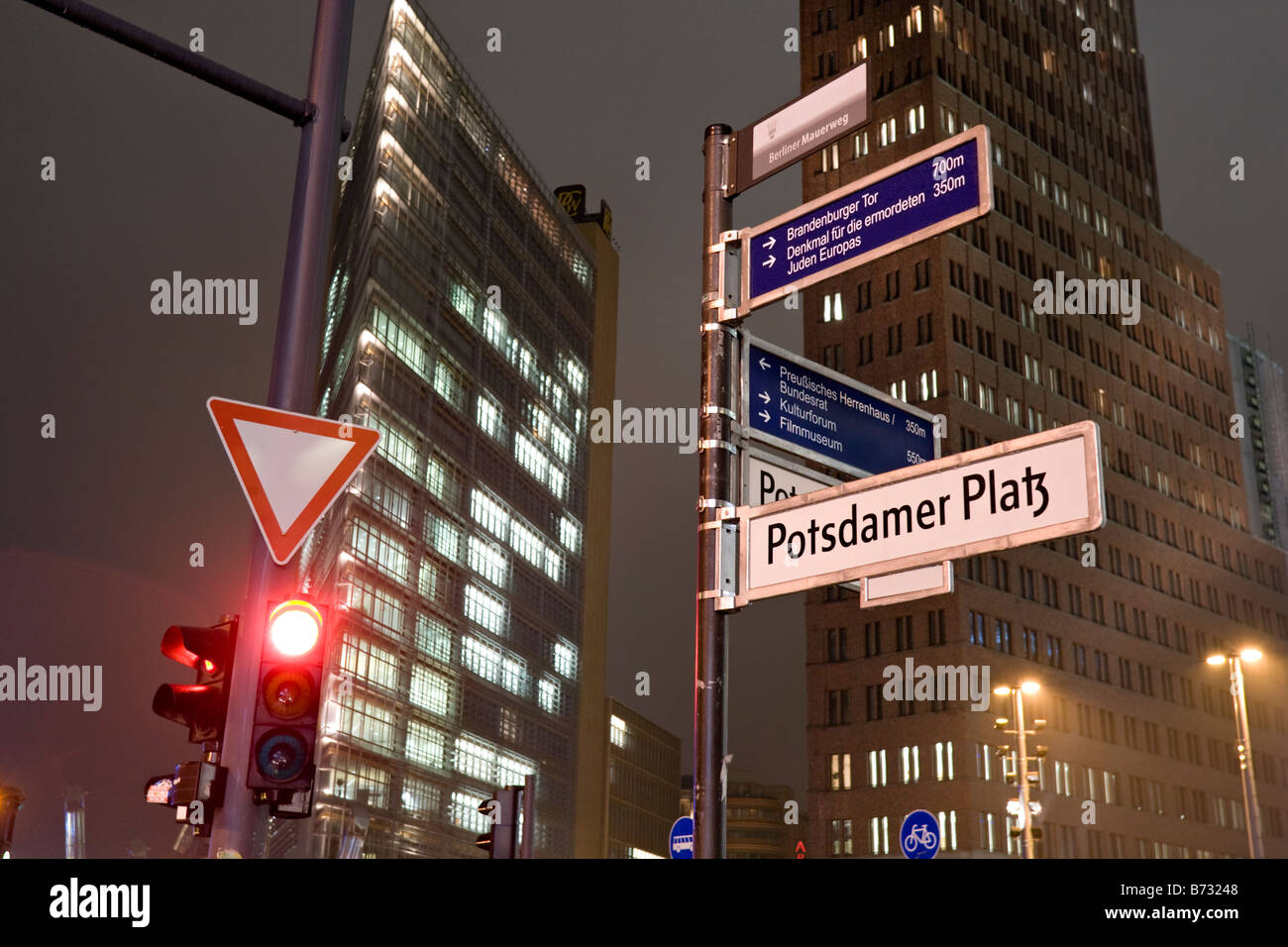 Potsdamer Platz at night ( Potsdam Square ). Berlin, Germany Stock