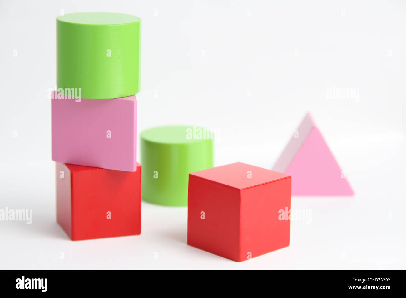 colourful wooden children's building blocks Stock Photo