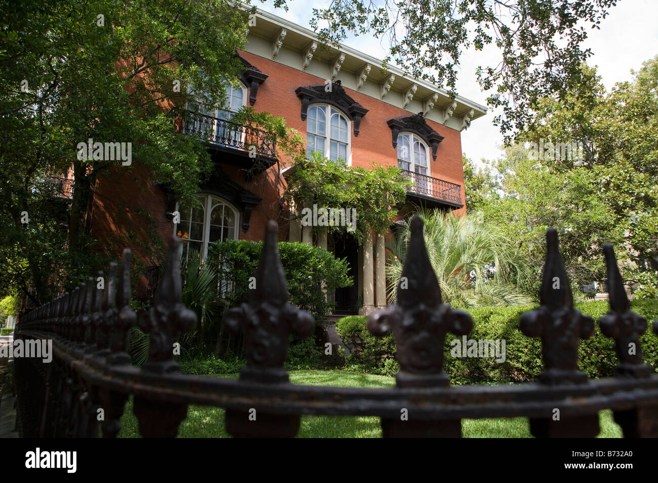 Mercer-Williams House, featured in Midnight in the Garden of Good and Evil, on Monterey Square in Savannah, Georgia. Stock Photo