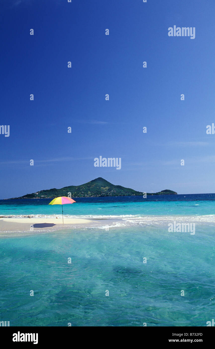 Sandbar with umbrella in the caribbean Stock Photo - Alamy