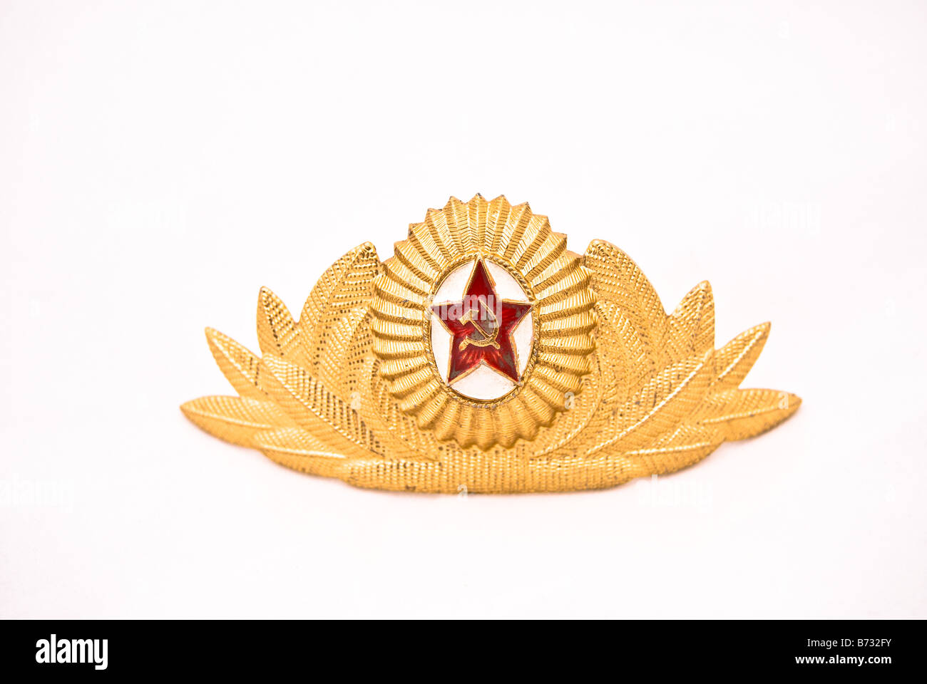Soviet Army officer cap  badge isolated on white Stock Photo