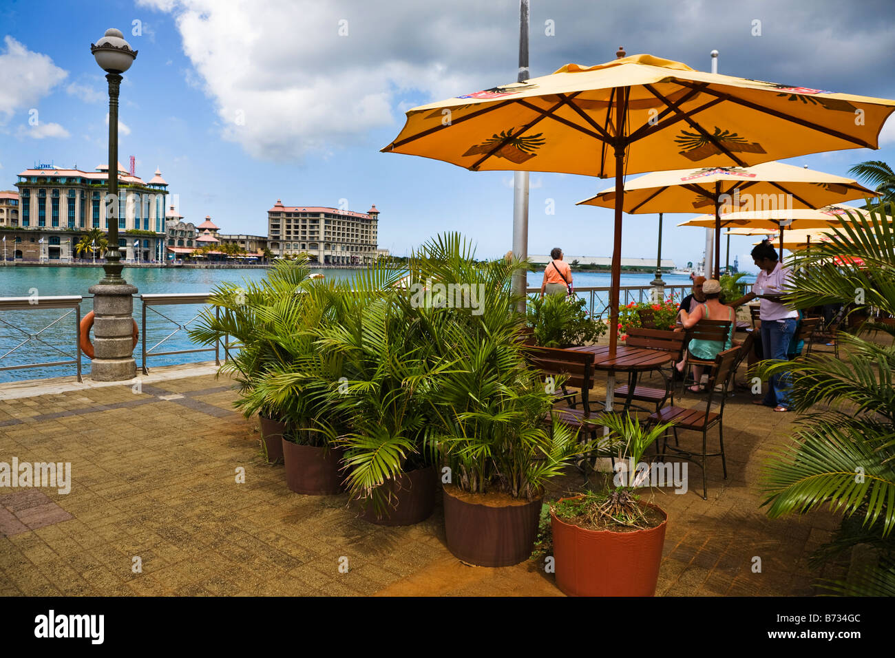 Caudon Waterfront at the harbour in Port Louis Mauritius Stock Photo
