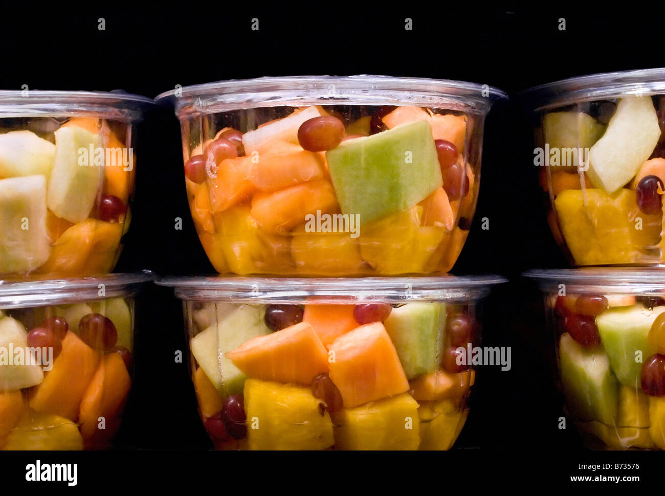 fruit salad in clear plastic containers Stock Photo Alamy
