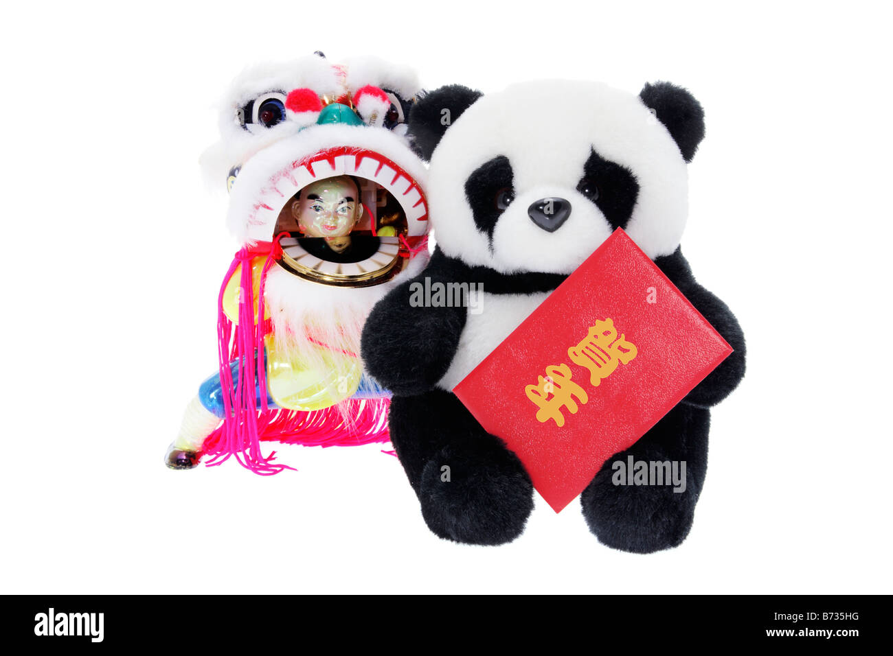 Toy Panda and Lion Dance Figurine Stock Photo Alamy