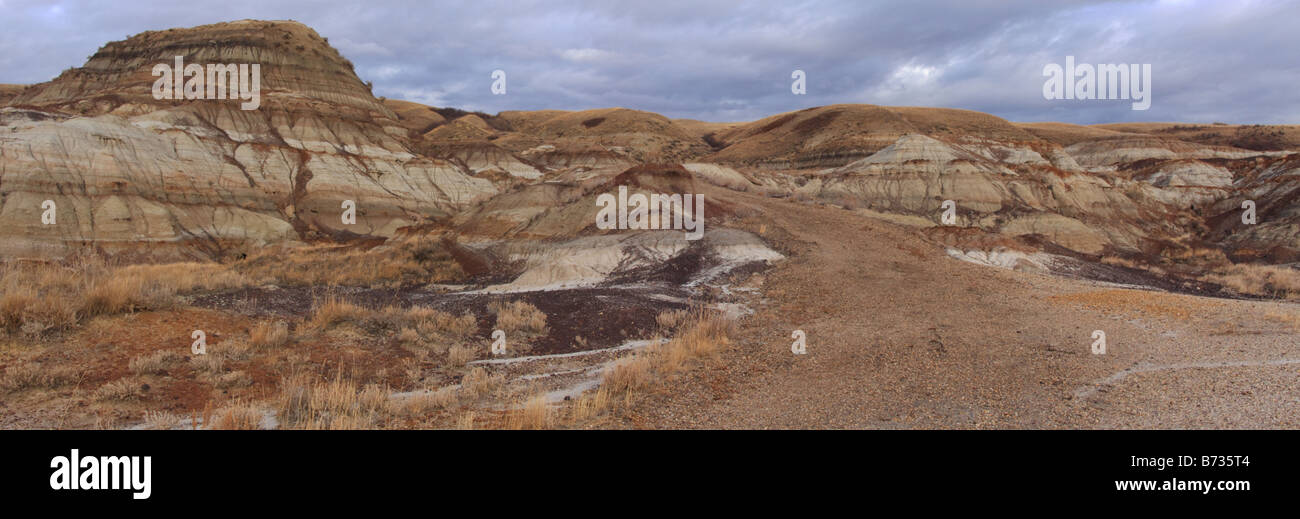 Rusty Canadian badlands around Drumheller, Alberta Stock Photo