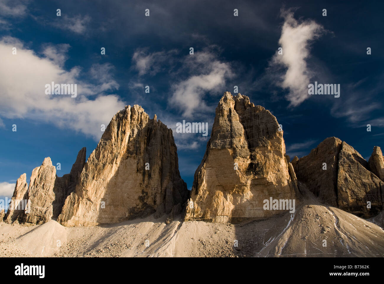 Tre Cime di Lavaredo Dolomites Sexten Italy Stock Photo