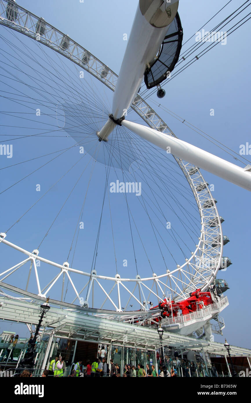 London Eye viewed from below Stock Photo