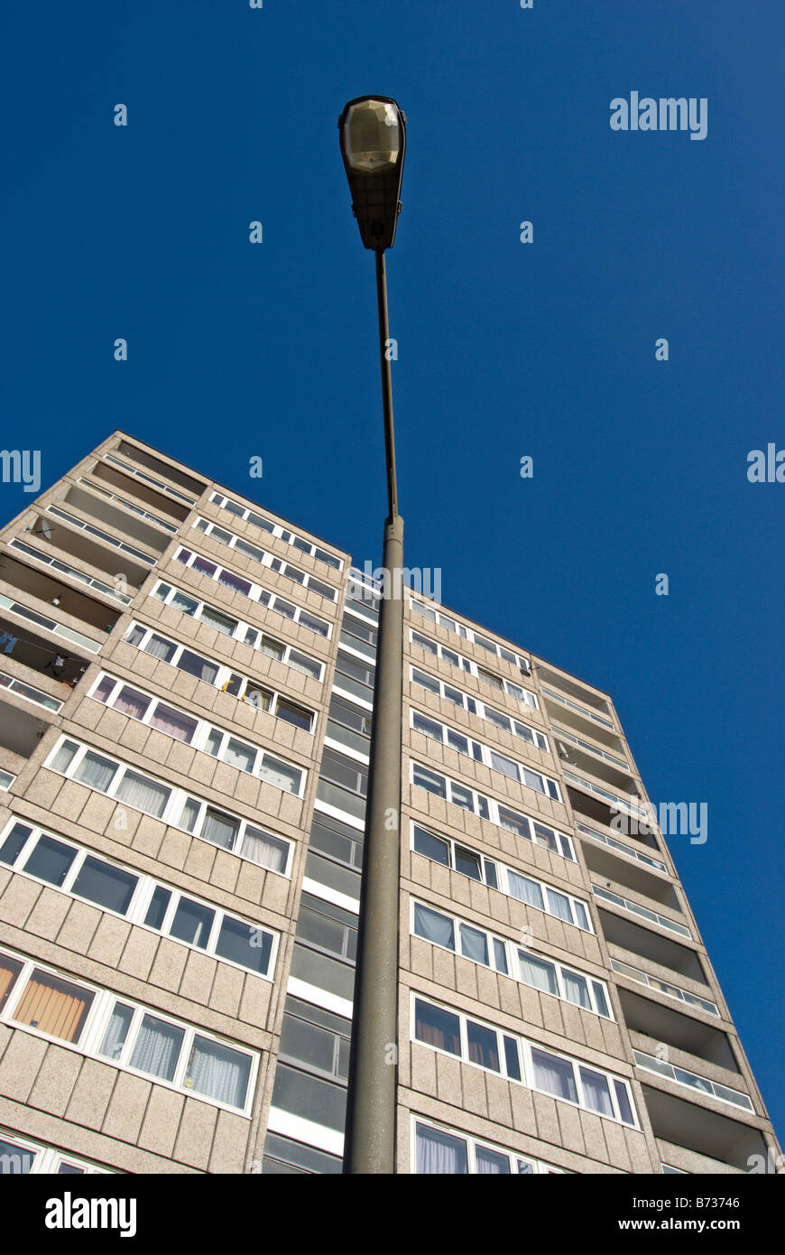 high rise towerblock on the alton estate, roehampton, southwest london, england, seen behind a lamppost Stock Photo