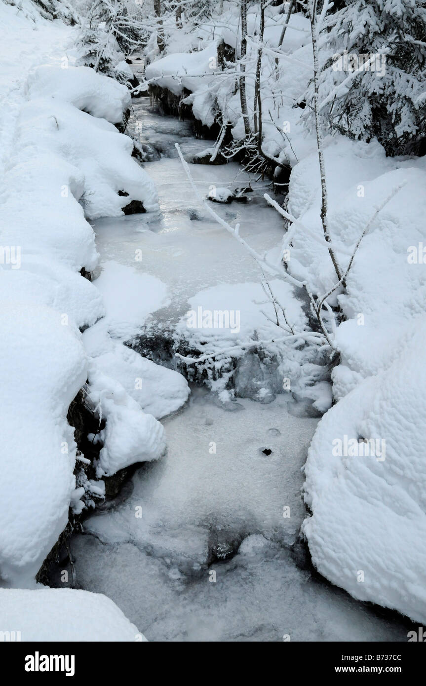 Frozen stream near Oslo in winter Norway Stock Photo