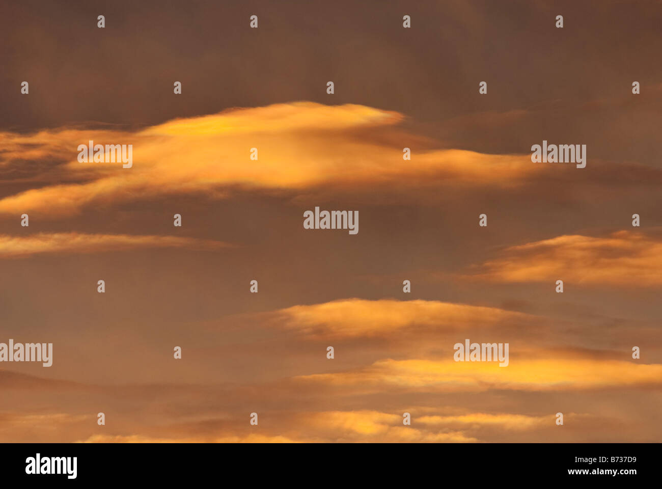 Abstract of orange clouds at sunset. Stock Photo
