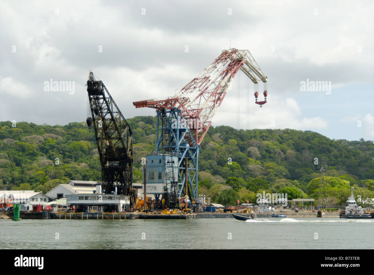 Hercules And Titan Floating Cranes In The Panama Canal Stock Photo Alamy