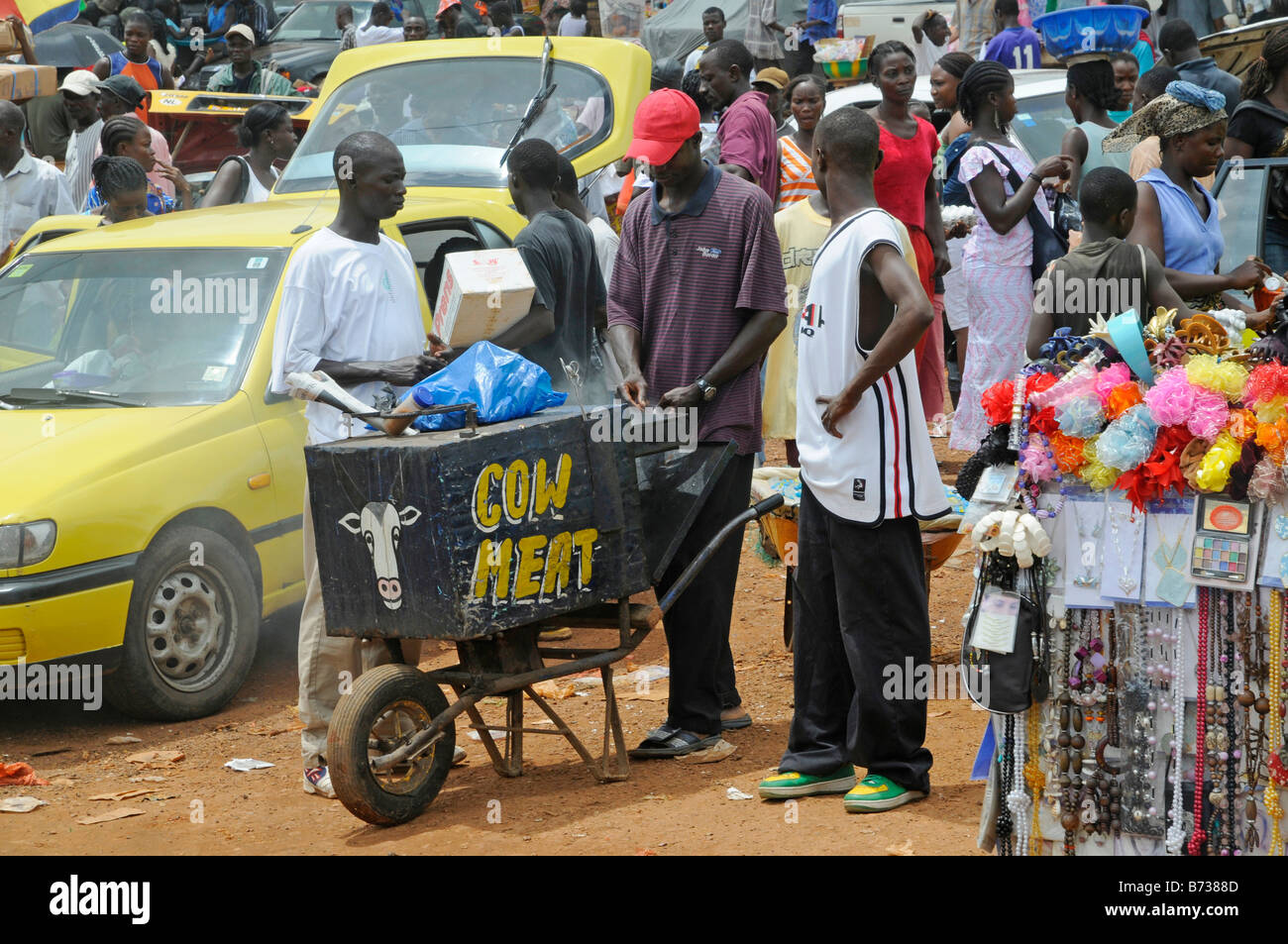 Street vendor selling cow meat Monrovia Liberia Stock Photo