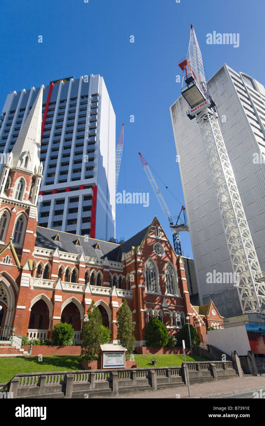 albert street uniting church and construction activity,Brisbane,queensland,australia Stock Photo