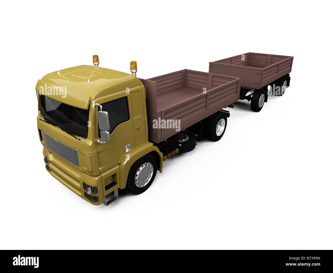isolated long dump truck on white background Stock Photo - Alamy